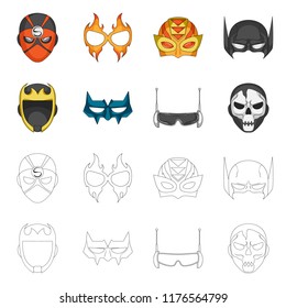 Vector design of hero and mask icon. Set of hero and superhero stock symbol for web.