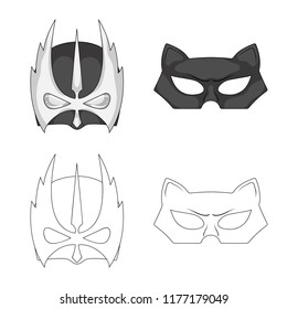 Vector design of hero and mask icon. Set of hero and superhero vector icon for stock.