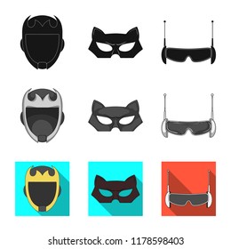Vector design of hero and mask icon. Set of hero and superhero stock vector illustration.