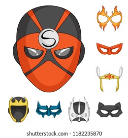 Vector design of hero and mask icon. Set of hero and superhero stock vector illustration.