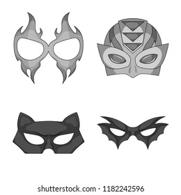 Vector design of hero and mask icon. Set of hero and superhero stock vector illustration.
