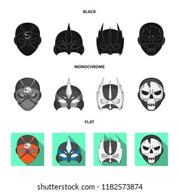 Vector design of hero and mask icon. Set of hero and superhero vector icon for stock.