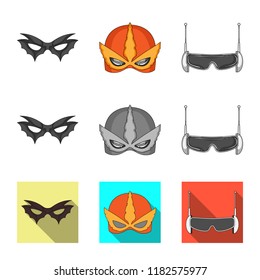 Vector design of hero and mask icon. Set of hero and superhero vector icon for stock.