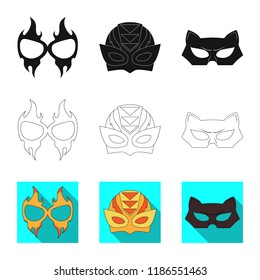 Vector design of hero and mask icon. Set of hero and superhero stock vector illustration.