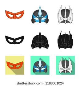 Vector design of hero and mask icon. Collection of hero and superhero stock vector illustration.