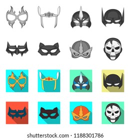 Vector design of hero and mask icon. Collection of hero and superhero vector icon for stock.