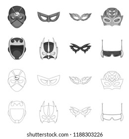 Vector design of hero and mask icon. Set of hero and superhero stock symbol for web.
