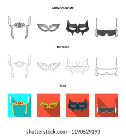 Vector design of hero and mask icon. Set of hero and superhero stock symbol for web.