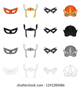 Vector design of hero and mask icon. Set of hero and superhero stock symbol for web.