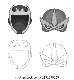 Vector design of hero and mask icon. Collection of hero and superhero stock symbol for web.