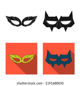 Vector design of hero and mask icon. Collection of hero and superhero stock symbol for web.