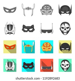 Vector design of hero and mask icon. Set of hero and superhero stock symbol for web.