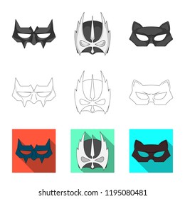 Vector design of hero and mask icon. Set of hero and superhero stock vector illustration.