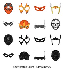 Vector design of hero and mask icon. Collection of hero and superhero stock symbol for web.