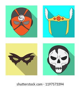 Vector design of hero and mask icon. Collection of hero and superhero vector icon for stock.