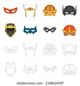 Vector design of hero and mask icon. Collection of hero and superhero stock vector illustration.