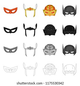 Vector design of hero and mask logo. Set of hero and superhero stock vector illustration.