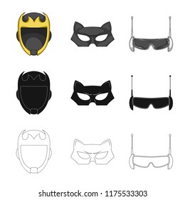 Vector design of hero and mask logo. Set of hero and superhero vector icon for stock.