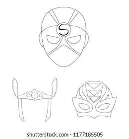 Vector design of hero and mask logo. Set of hero and superhero stock vector illustration.