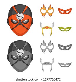 Vector design of hero and mask logo. Set of hero and superhero stock vector illustration.