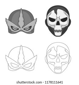 Vector design of hero and mask logo. Set of hero and superhero stock symbol for web.