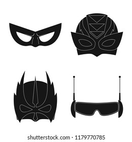 Vector design of hero and mask logo. Collection of hero and superhero stock symbol for web.