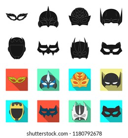 Vector design of hero and mask logo. Collection of hero and superhero stock symbol for web.