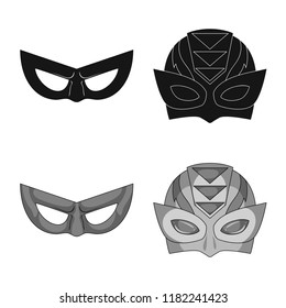 Vector design of hero and mask logo. Collection of hero and superhero stock symbol for web.