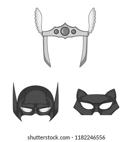 Vector design of hero and mask logo. Collection of hero and superhero stock symbol for web.