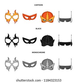 Vector design of hero and mask logo. Collection of hero and superhero stock symbol for web.