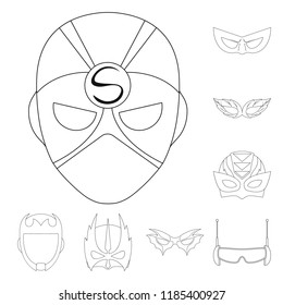 Vector design of hero and mask logo. Set of hero and superhero stock symbol for web.