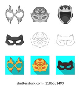 Vector design of hero and mask logo. Set of hero and superhero vector icon for stock.