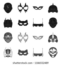 Vector design of hero and mask logo. Set of hero and superhero stock symbol for web.