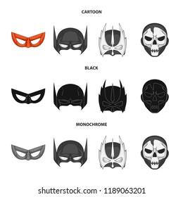 Vector design of hero and mask logo. Set of hero and superhero stock symbol for web.