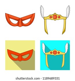 Vector design of hero and mask logo. Set of hero and superhero vector icon for stock.