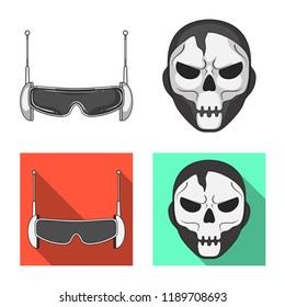 Vector design of hero and mask logo. Set of hero and superhero stock symbol for web.