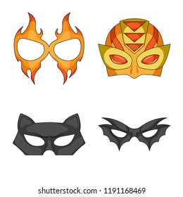 Vector design of hero and mask logo. Collection of hero and superhero stock symbol for web.