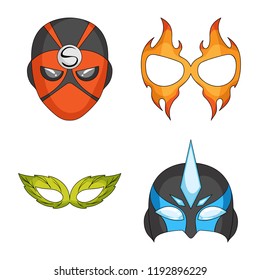 Vector design of hero and mask logo. Collection of hero and superhero stock symbol for web.