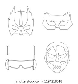 Vector design of hero and mask logo. Collection of hero and superhero stock symbol for web.