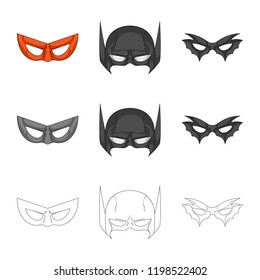 Vector design of hero and mask logo. Collection of hero and superhero stock symbol for web.