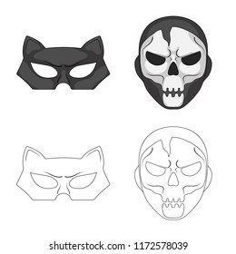 Vector design of hero and mask sign. Collection of hero and superhero stock vector illustration.