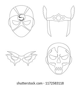 Vector design of hero and mask sign. Set of hero and superhero stock symbol for web.
