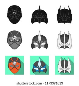 Vector design of hero and mask sign. Set of hero and superhero vector icon for stock.