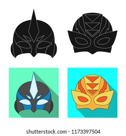 Vector design of hero and mask sign. Set of hero and superhero stock vector illustration.