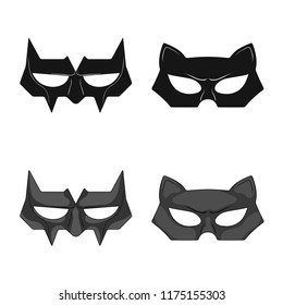Vector design of hero and mask sign. Collection of hero and superhero stock vector illustration.