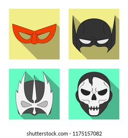 Vector design of hero and mask sign. Collection of hero and superhero stock symbol for web.