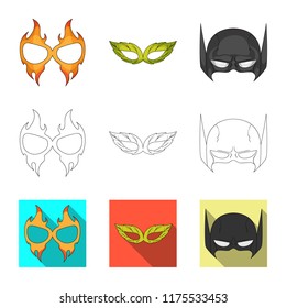 Vector design of hero and mask sign. Set of hero and superhero stock symbol for web.