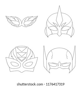 Vector design of hero and mask sign. Set of hero and superhero stock vector illustration.