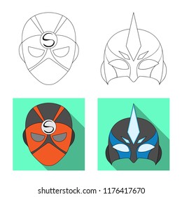 Vector design of hero and mask sign. Set of hero and superhero stock vector illustration.