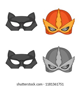 Vector design of hero and mask sign. Set of hero and superhero stock symbol for web.